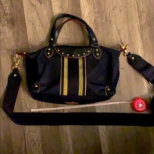 Crossbody navy blue and gold MZ Wallace purse